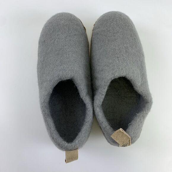 HAUSSIMPLE Natural Wool Cozy Indoor Slip On Slippers Gray Leather Sole Womens 10 - Picture 6 of 13